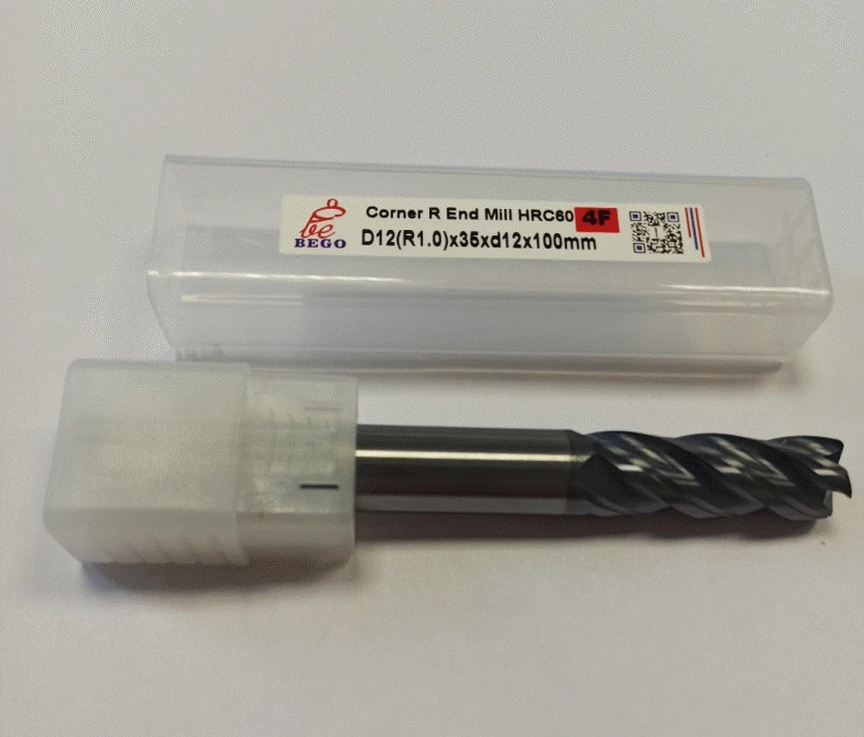 Фреза концевая радиусная D12(R1,0)х35хd12х100 4F CR HRC60 NACO 3 Black (твердосплавная с цилиндрическим хвостовиком)